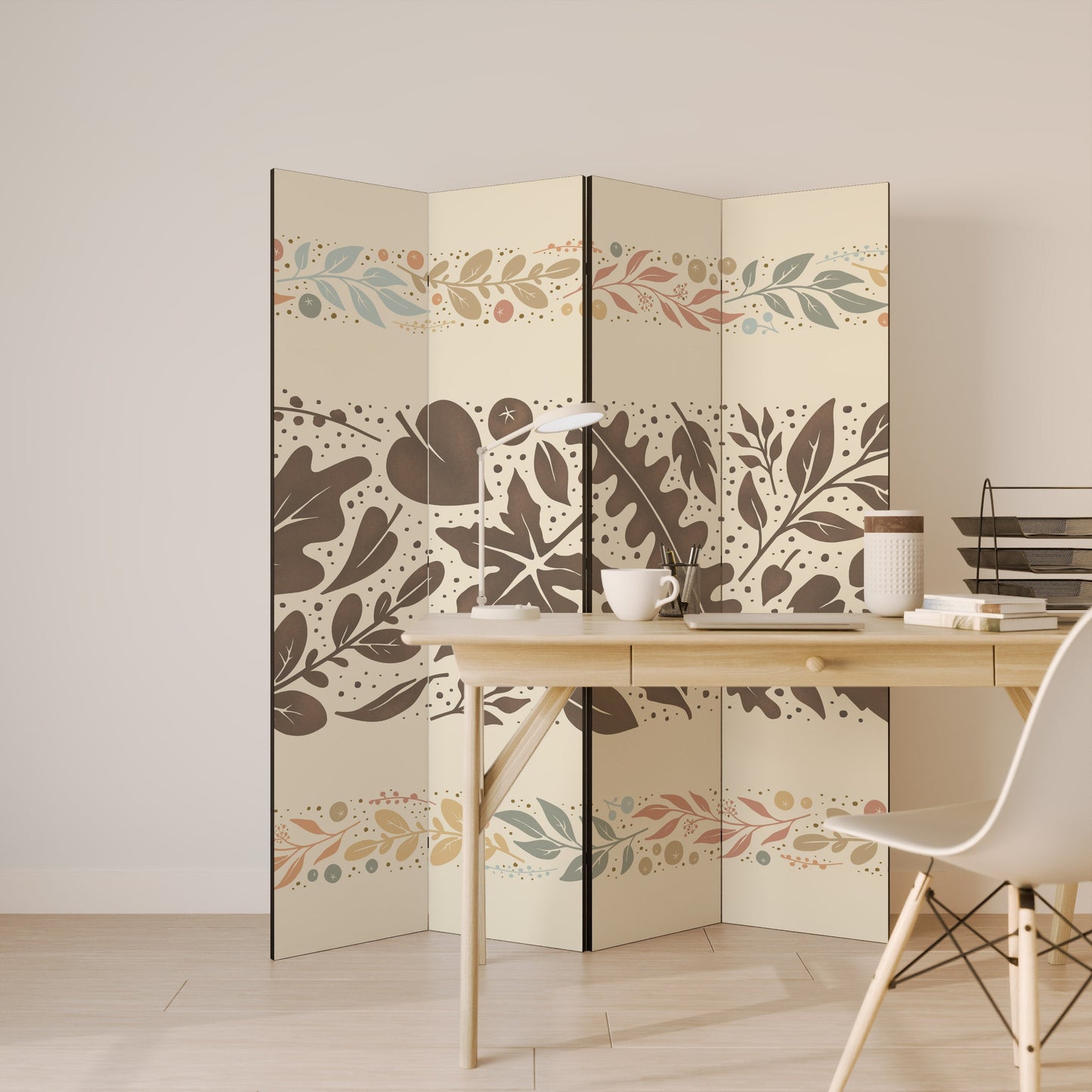 FOLIAGE ROWS Decorative 4-Panel Room Divider