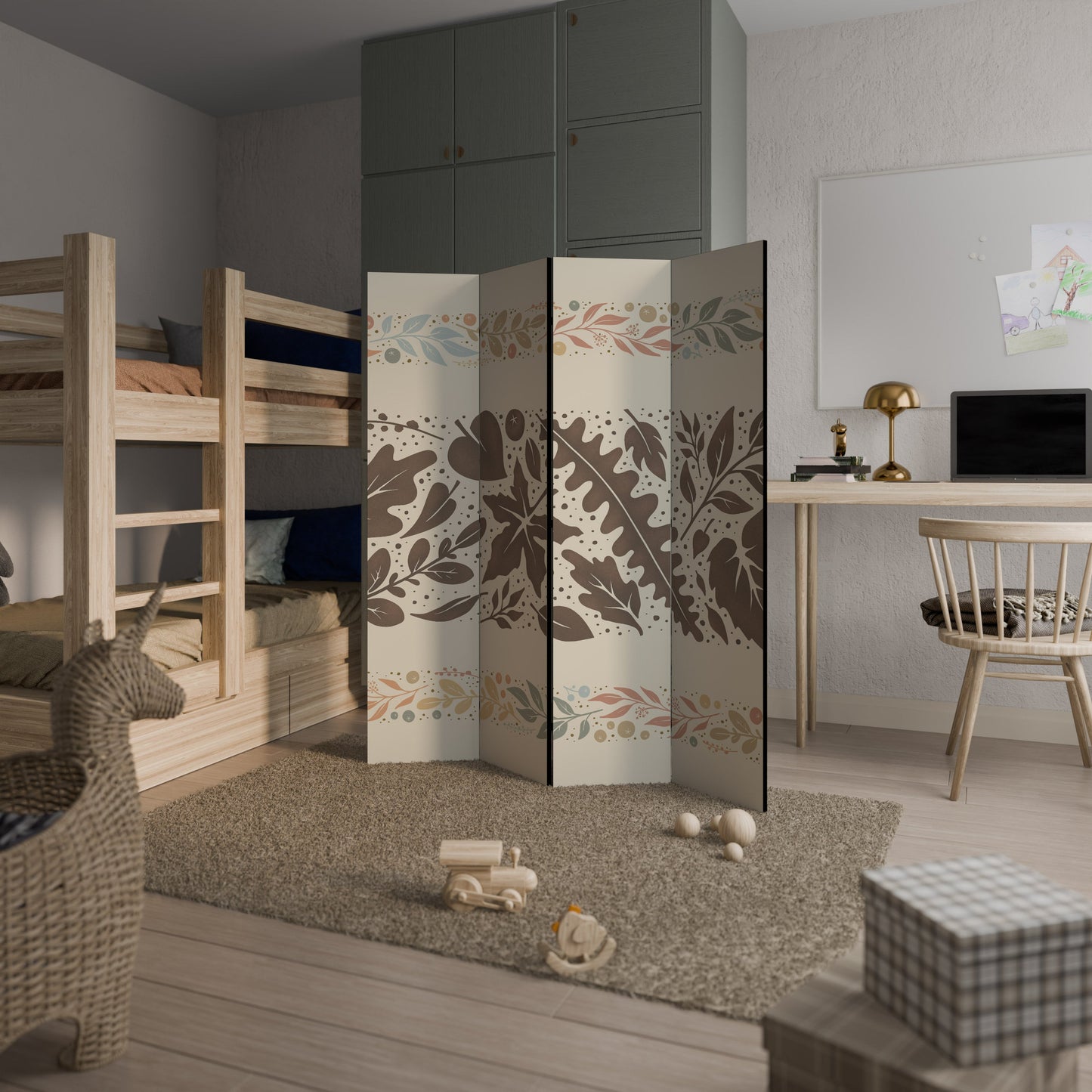 FOLIAGE ROWS Decorative 4-Panel Room Divider