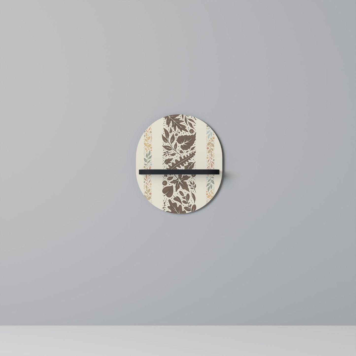 FOLIAGE TALES Oval Art Shelf In Black Finish