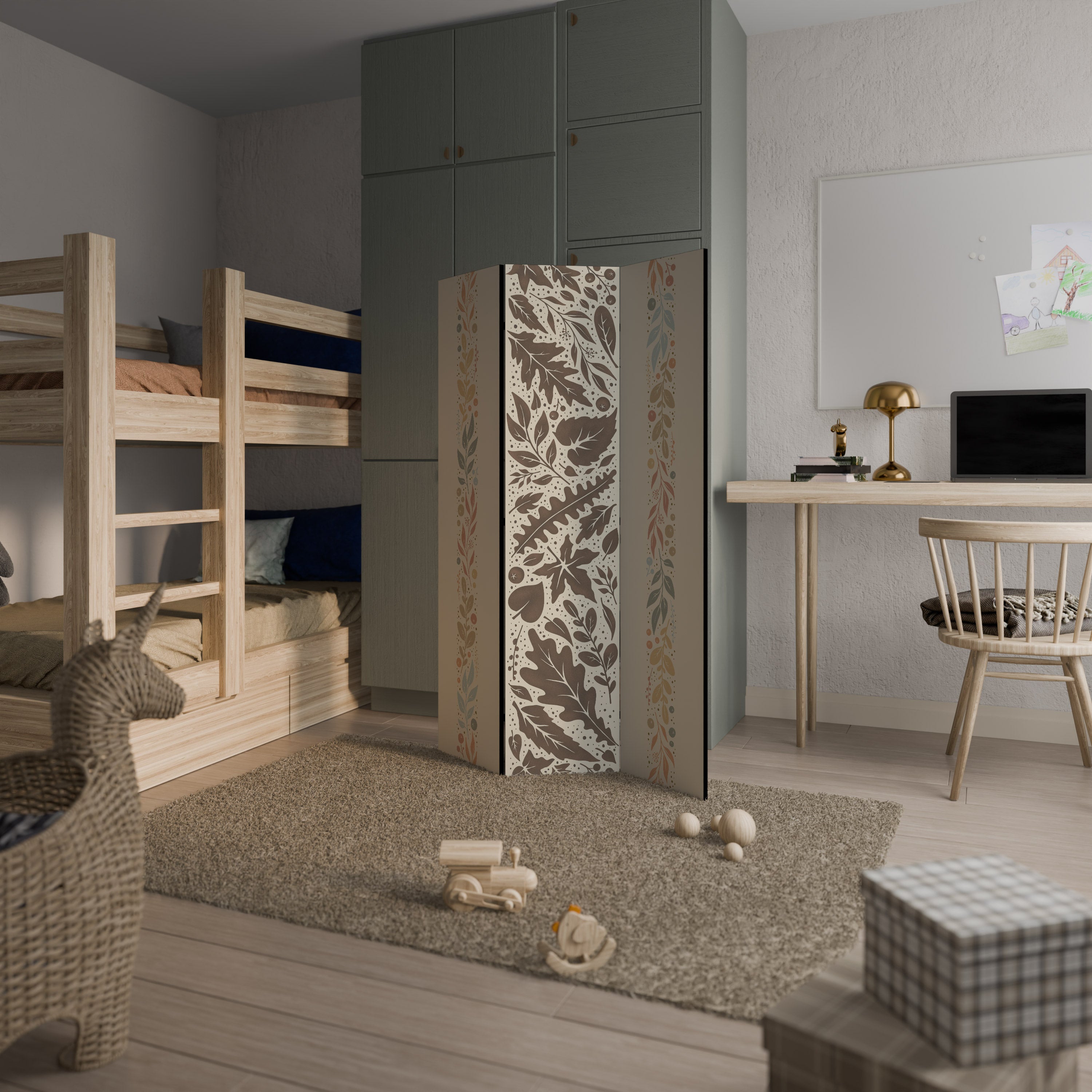 FOLIAGE TALES Dekorativ rumsavdelare med 3 paneler