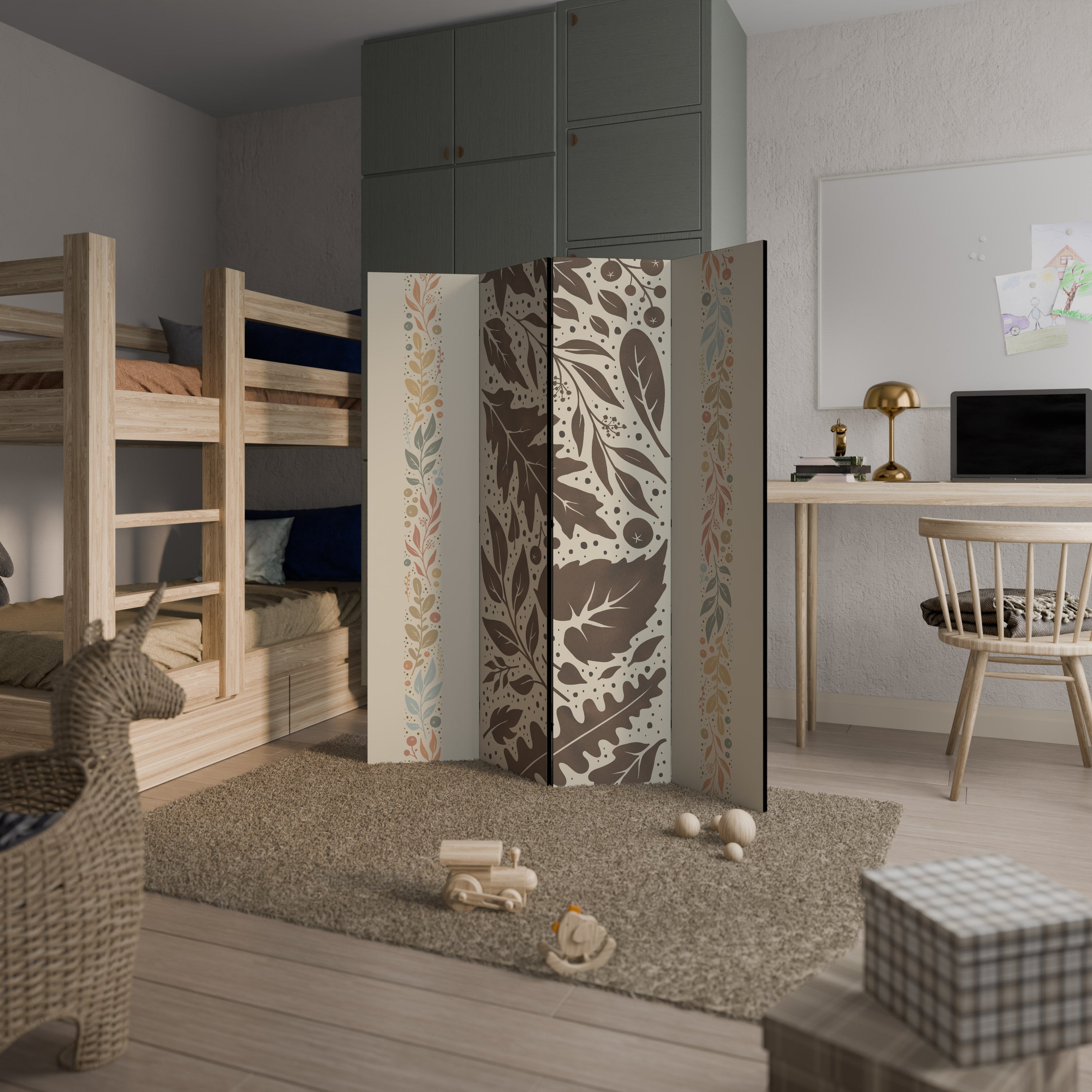 FOLIAGE TALES Dekorativ rumsavdelare med 4 paneler