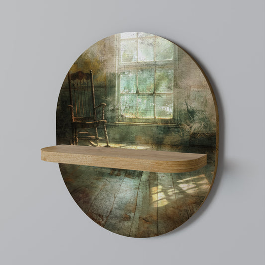 SUNLIT STILLNESS Oval Art Shelf In Oak Effect