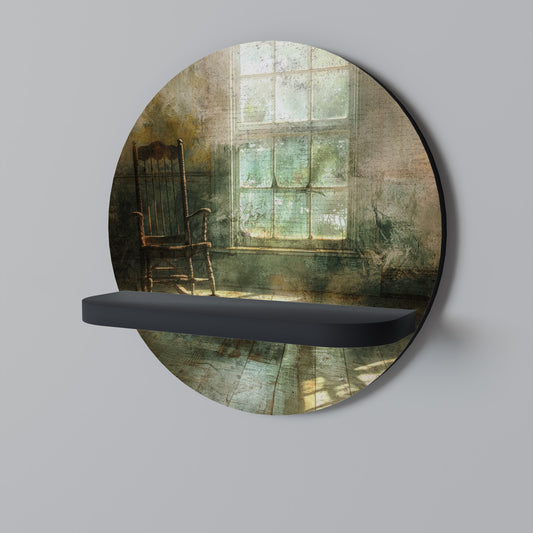 SUNLIT STILLNESS Rund konsthylla i svart finish