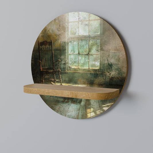 SUNLIT STILLNESS Rund Konsthylla I Ekeffekt