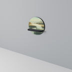 MORNING BY THE LAKE Round Art Shelf In Black Finish