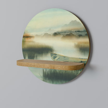 MORNING BY THE LAKE Rund konsthylla i ekeffekt