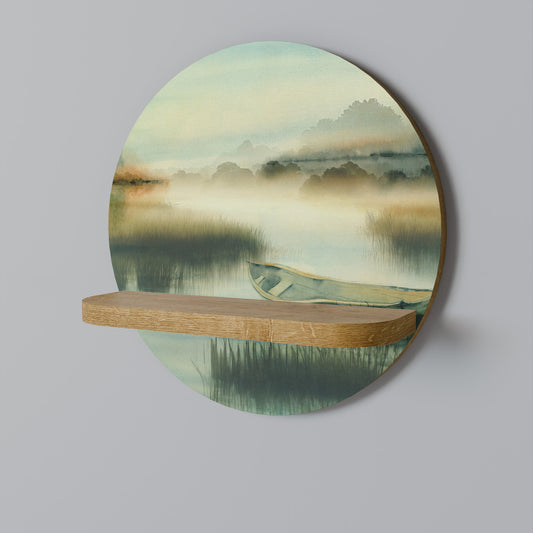 MORNING BY THE LAKE Rund konsthylla i ekeffekt