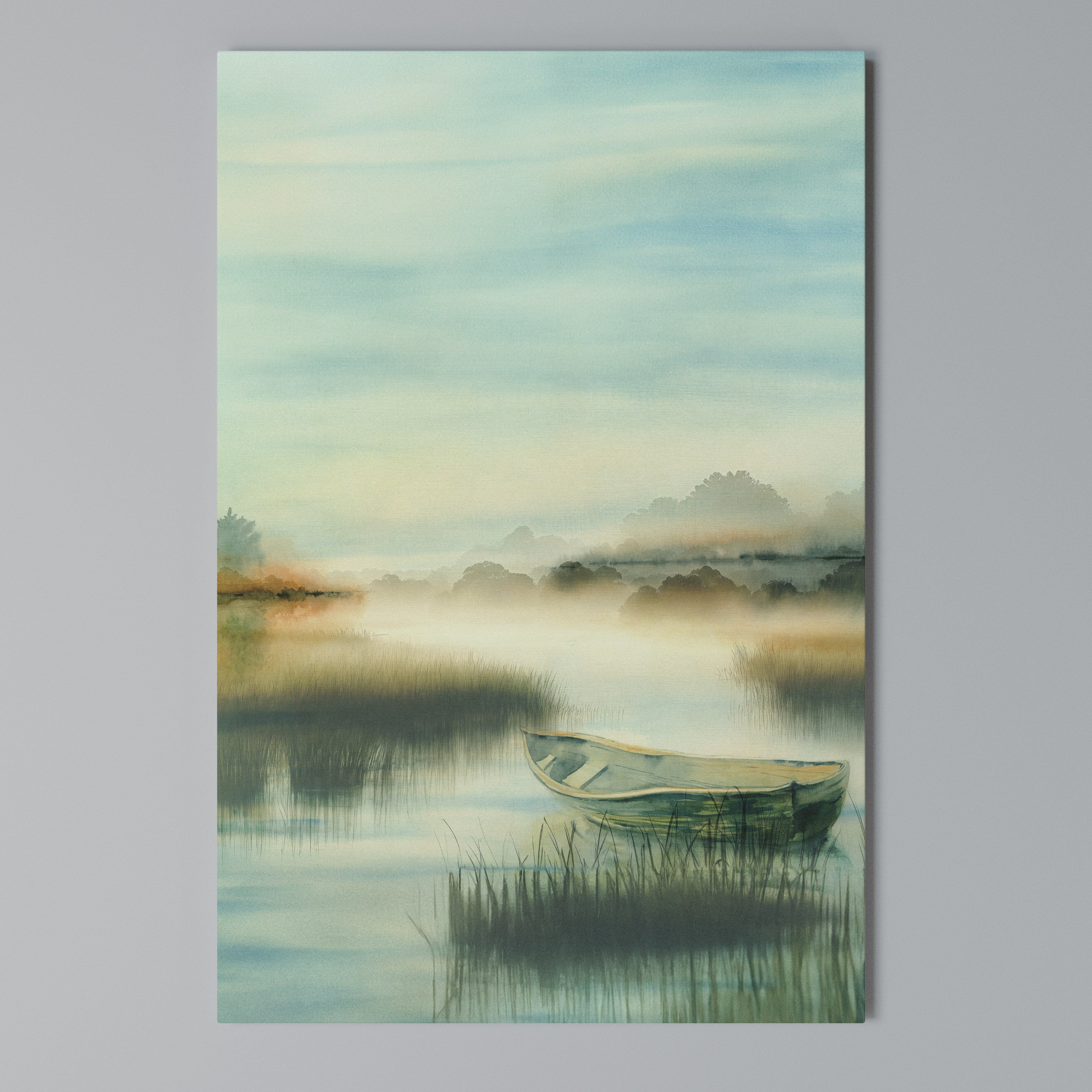 MORNING BY THE LAKE Vertical Canvas Print