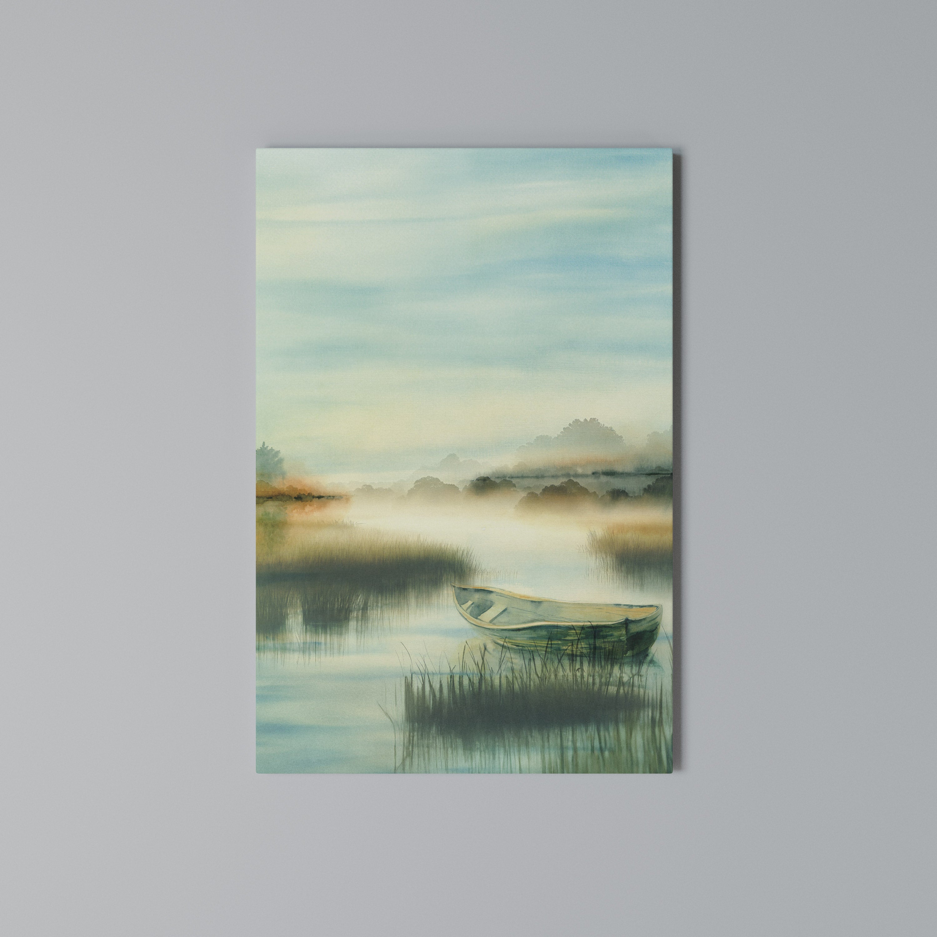 MORNING BY THE LAKE Vertical Canvas Print