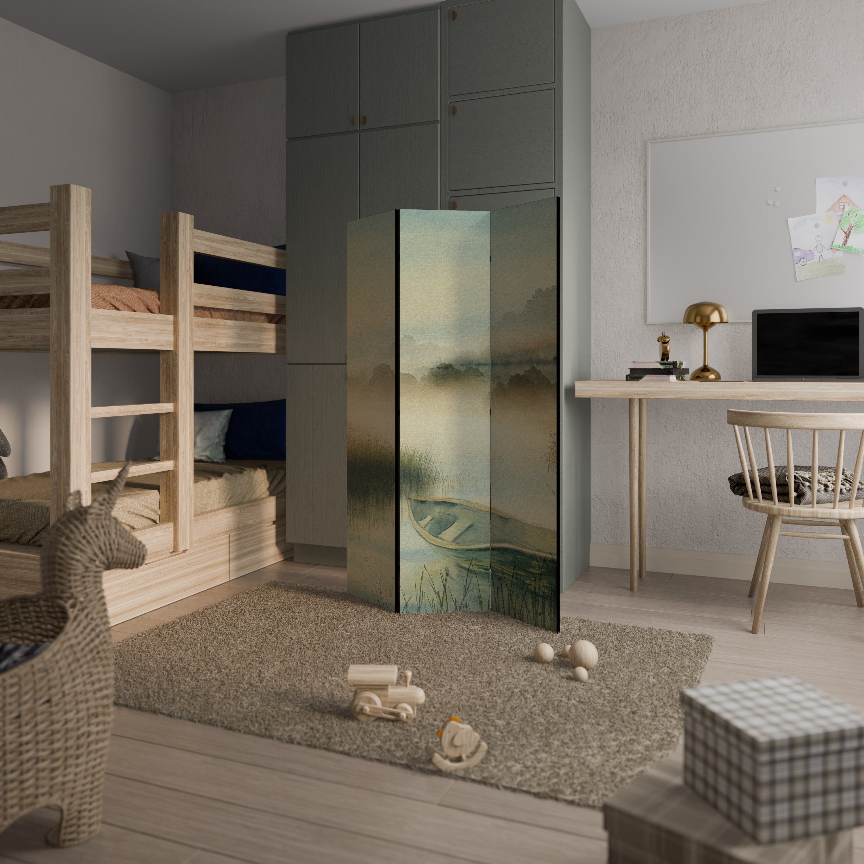 MORNING BY THE LAKE 3-Panel Room Divider