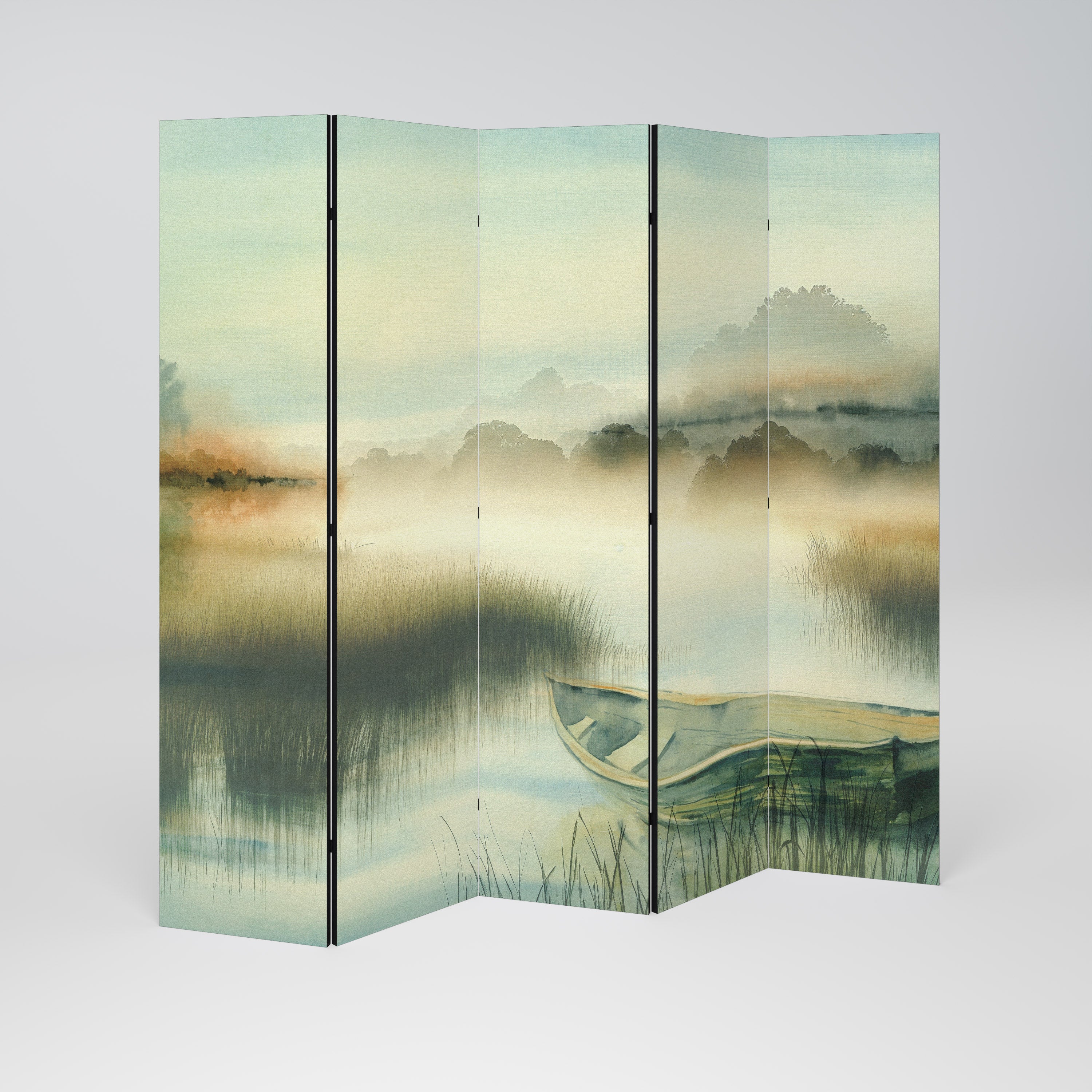 MORNING BY THE LAKE Dekorativ rumsavdelare – 5 paneler