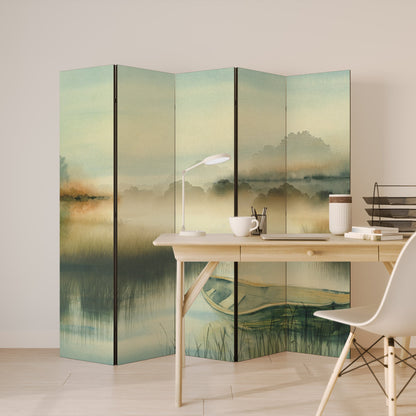 MORNING BY THE LAKE Decorative 5-Panel Room Divider