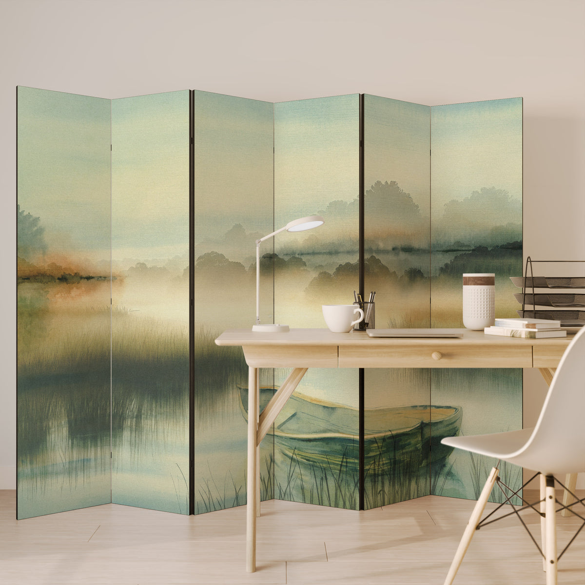 MORNING BY THE LAKE Rumsavdelare 6 paneler