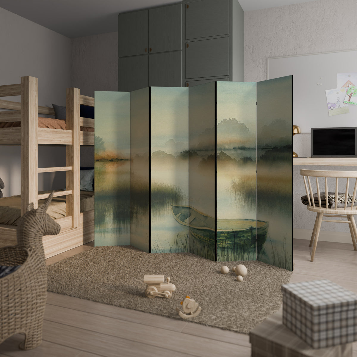 MORNING BY THE LAKE Rumsavdelare 6 paneler