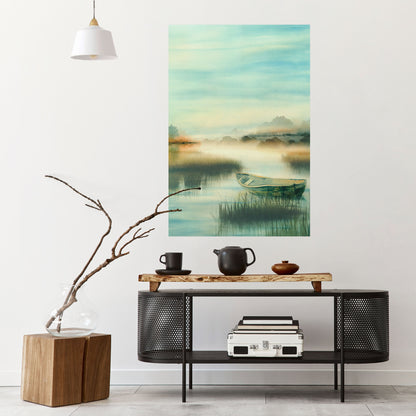 MORGON VID SJÖN Vertikal poster med självhäftande tryck