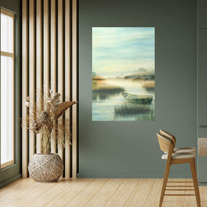 MORGON VID SJÖN Vertikal poster med självhäftande tryck