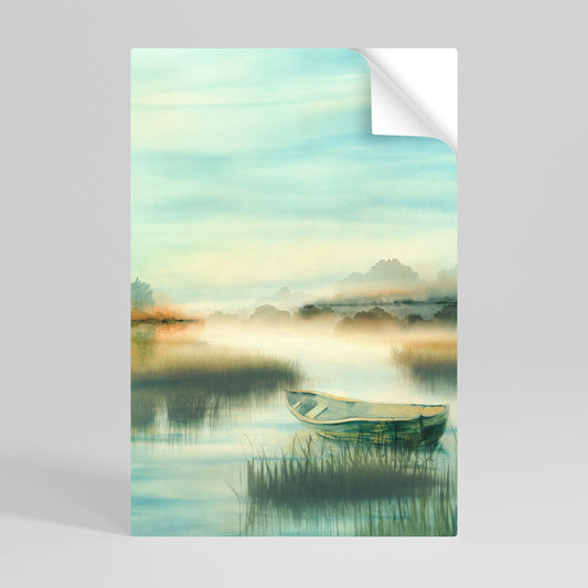 MORGON VID SJÖN Vertikal poster med självhäftande tryck
