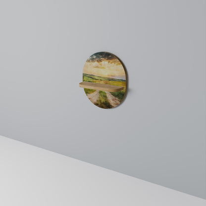 SUNSET PATH Oval Art Shelf In Oak Effect
