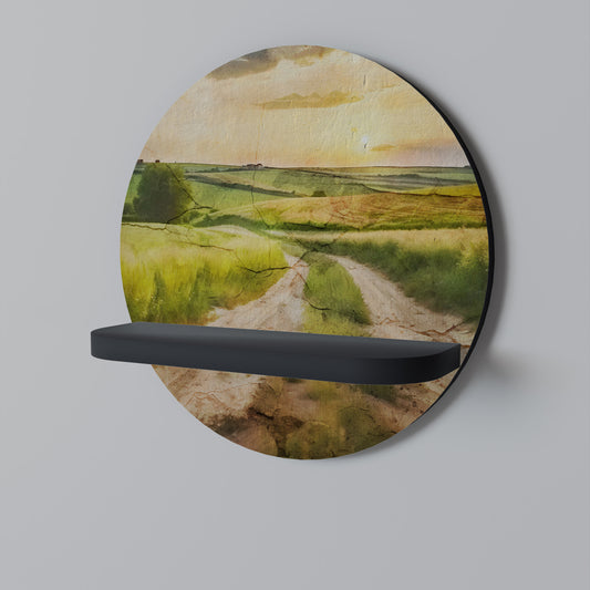 SUNSET PATH Rund konsthylla i svart finish