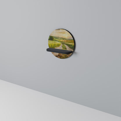 SUNSET PATH Rund konsthylla i svart finish