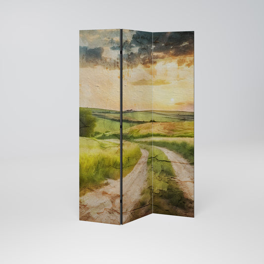 Dekorativ rumsavdelare med 3 paneler SUNSET PATH