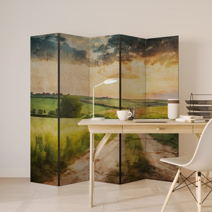 SUNSET PATH Decorative 5-Panel Room Divider