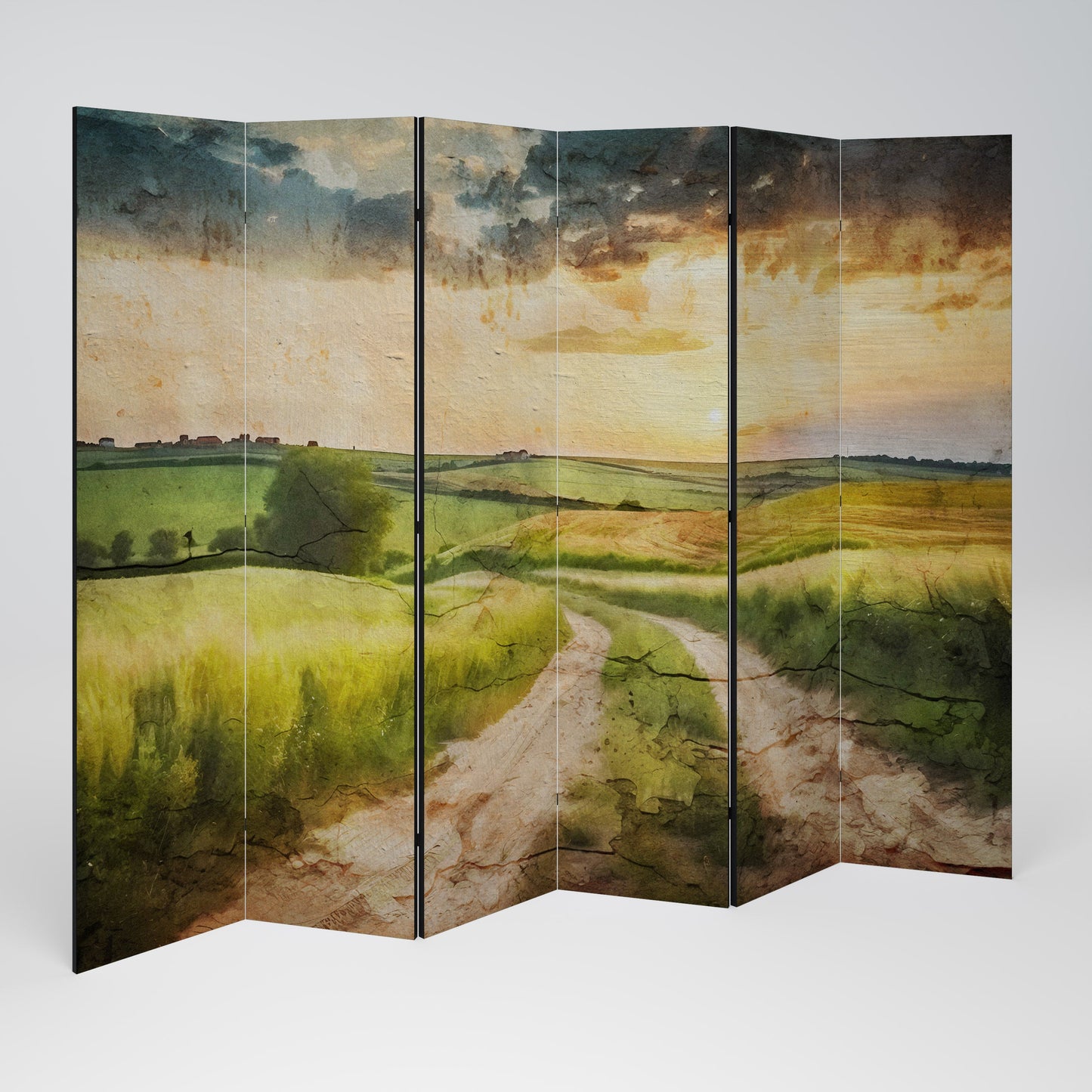 Dekorativ rumsavdelare med 6 paneler SUNSET PATH