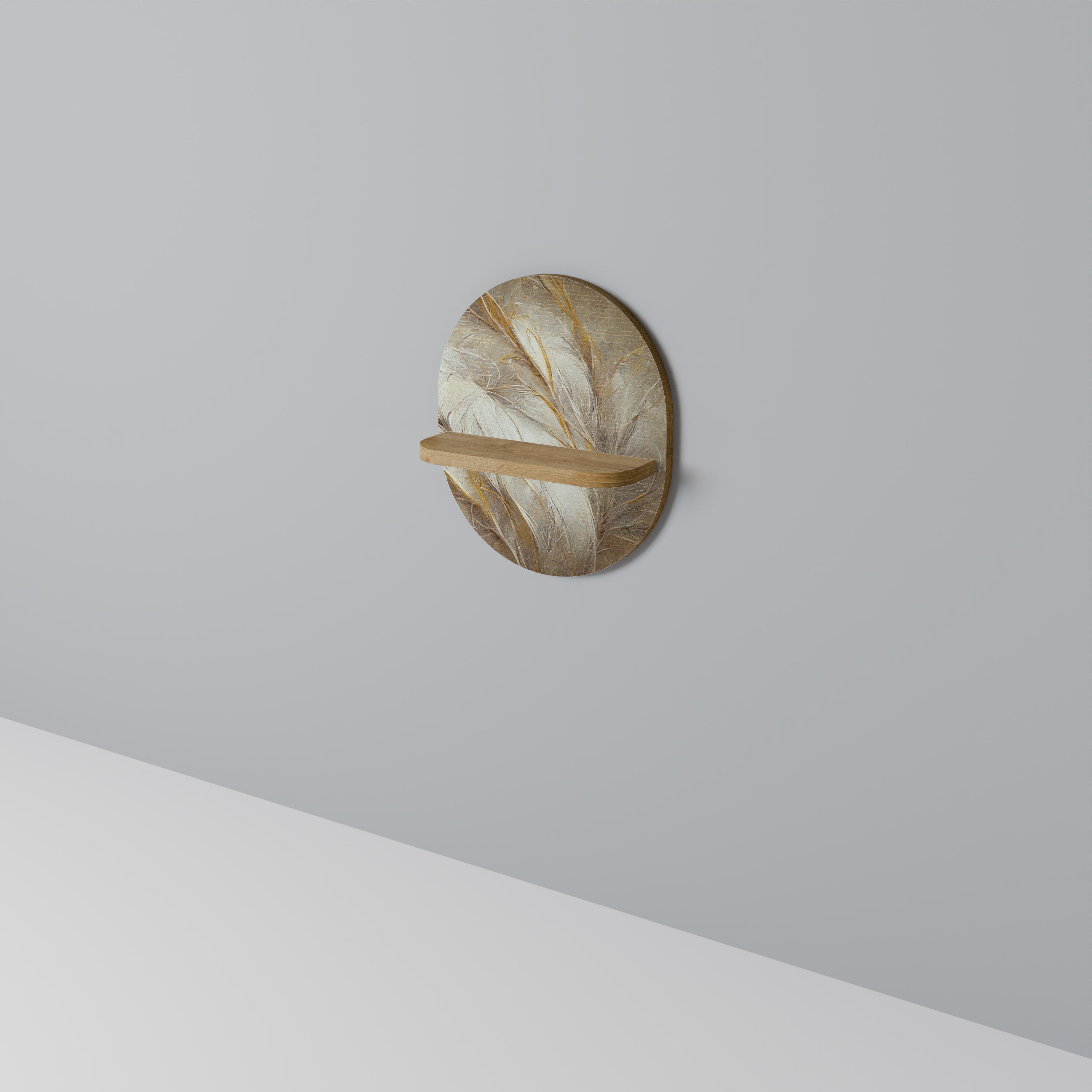 Mjuk fjäderdräkt Oval konsthylla i ekeffekt