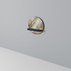 SOFT PLUMAGE Round Art Shelf In Black Finish