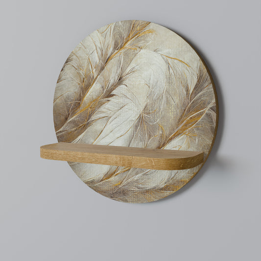 SOFT PLUMAGE Round Art Shelf In Oak Effect