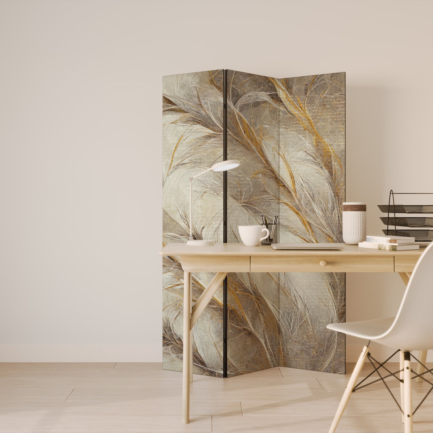 SOFT PLUMAGE Dekorativ rumsavdelare – 3 paneler