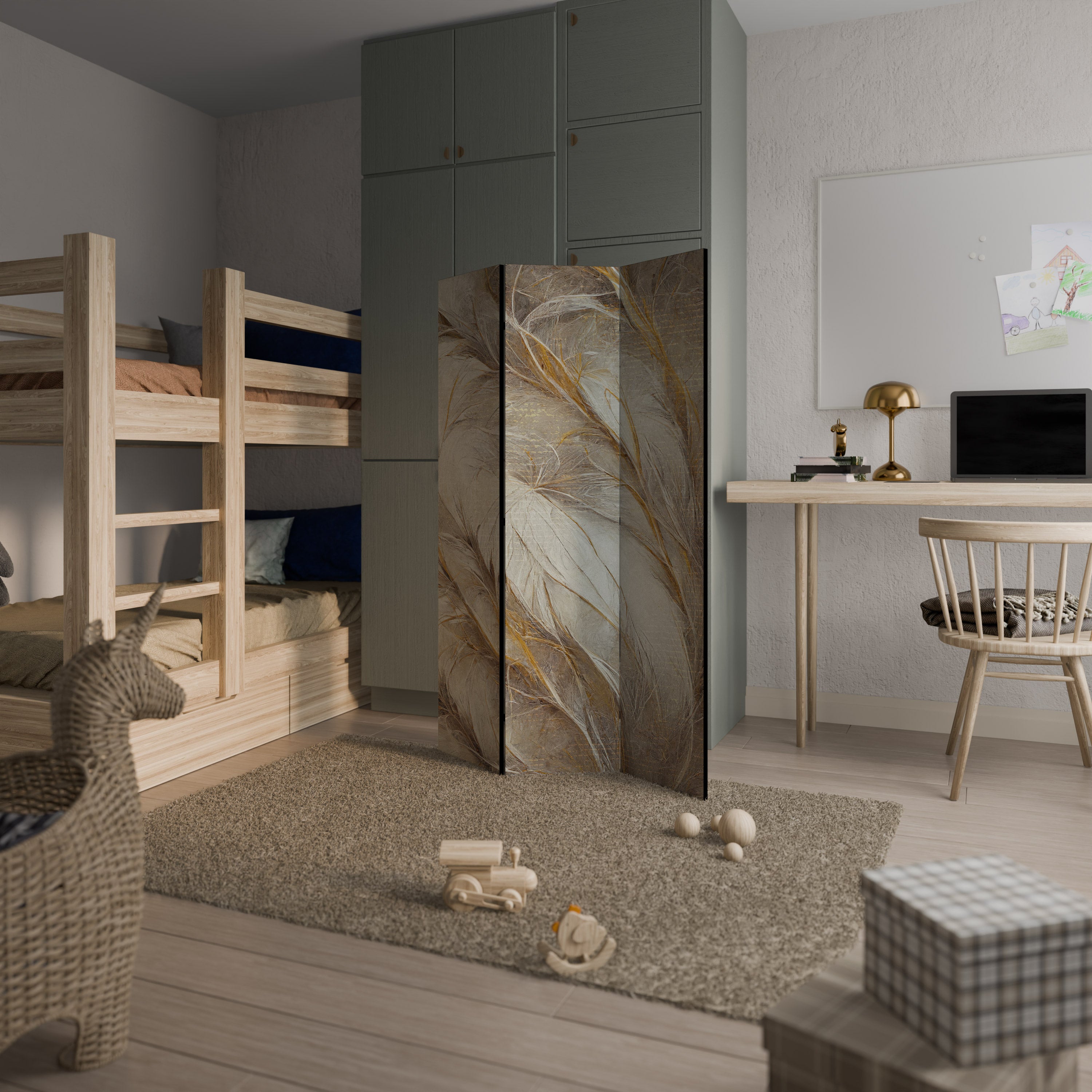 SOFT PLUMAGE 3-Panel Room Divider