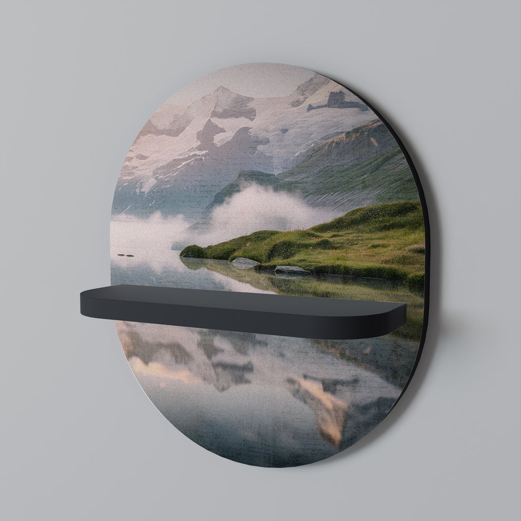FOGGY HORIZON Oval konsthylla i svart finish