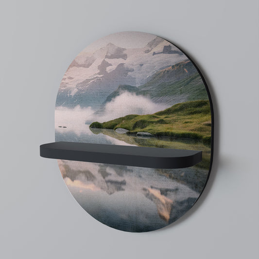 FOGGY HORIZON Oval Art Shelf In Black Finish
