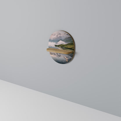 FOGGY HORIZON Oval Art Shelf In Oak Effect