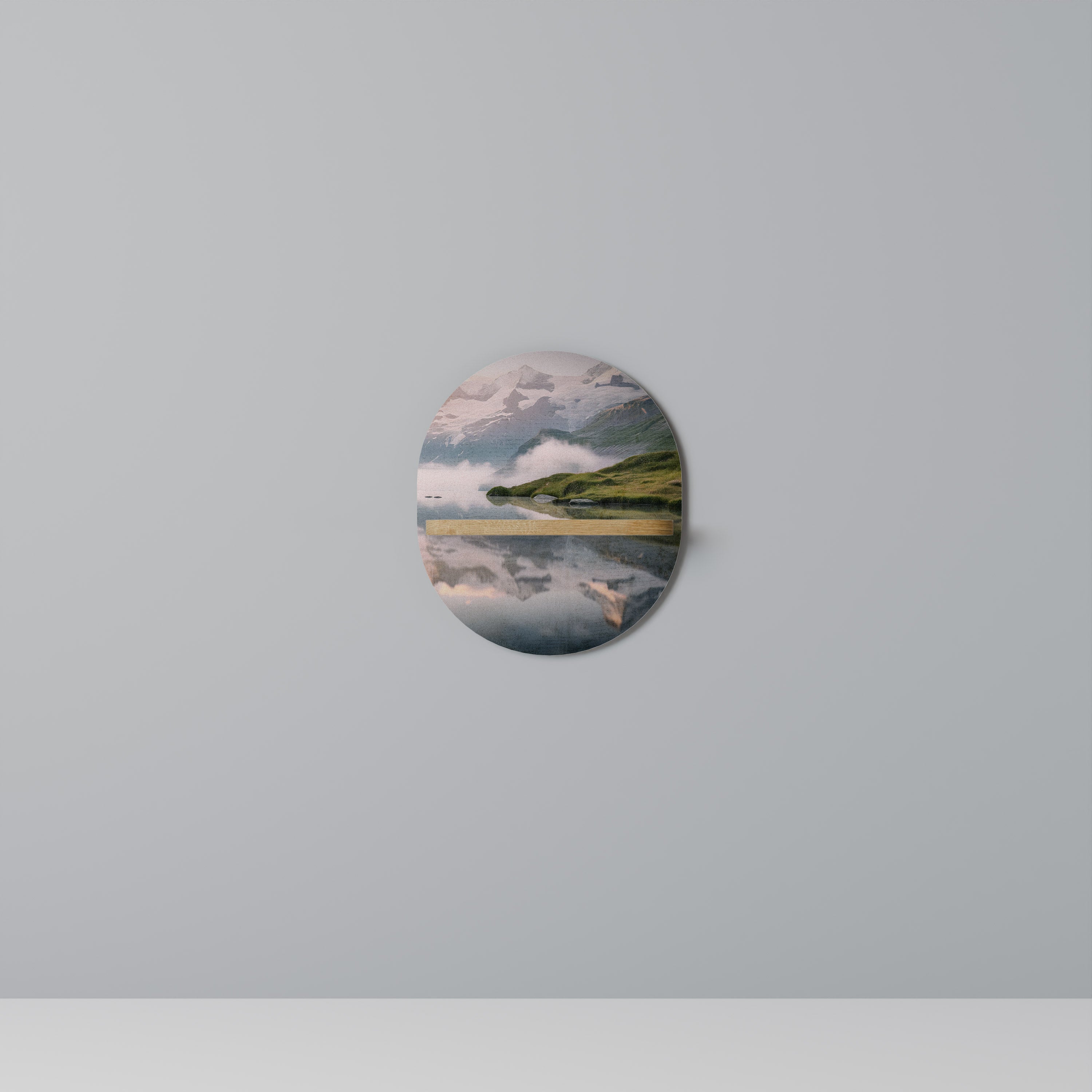 DIMMIG HORIZON Oval konsthylla i ekeffekt