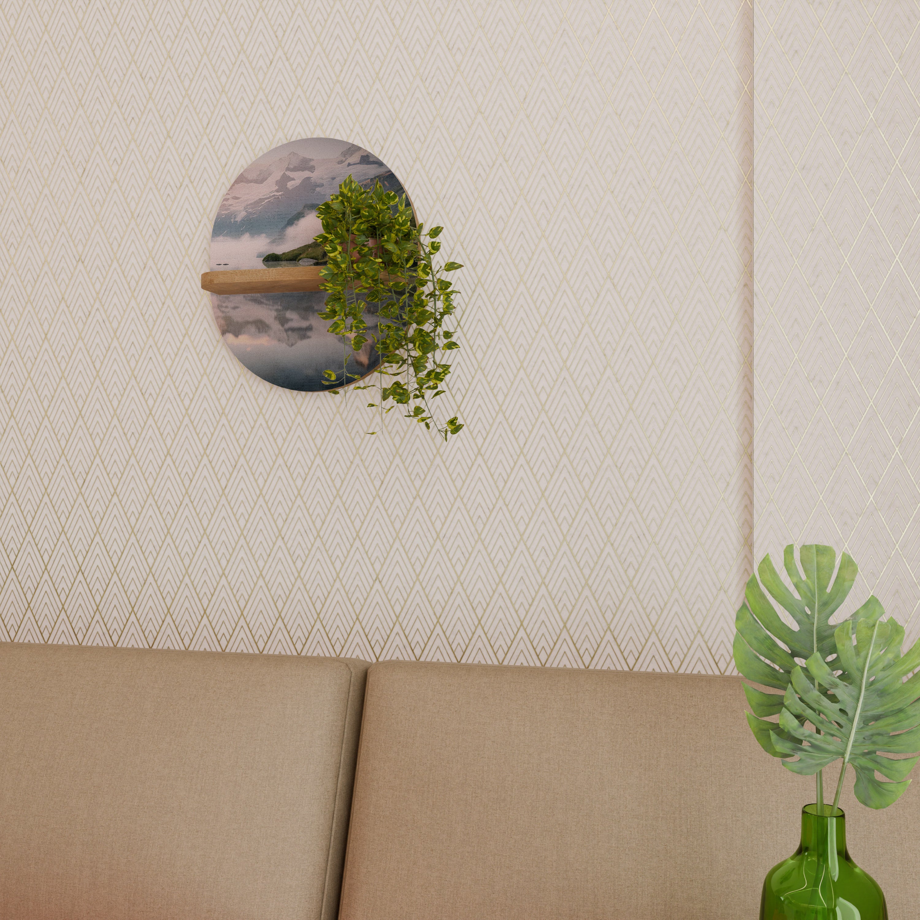 DIMMIG HORIZON Oval konsthylla i ekeffekt