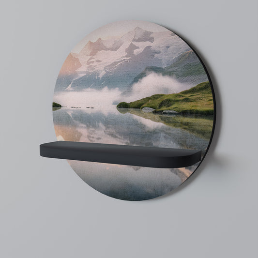 DIMMIG HORIZON Rund konsthylla i svart finish