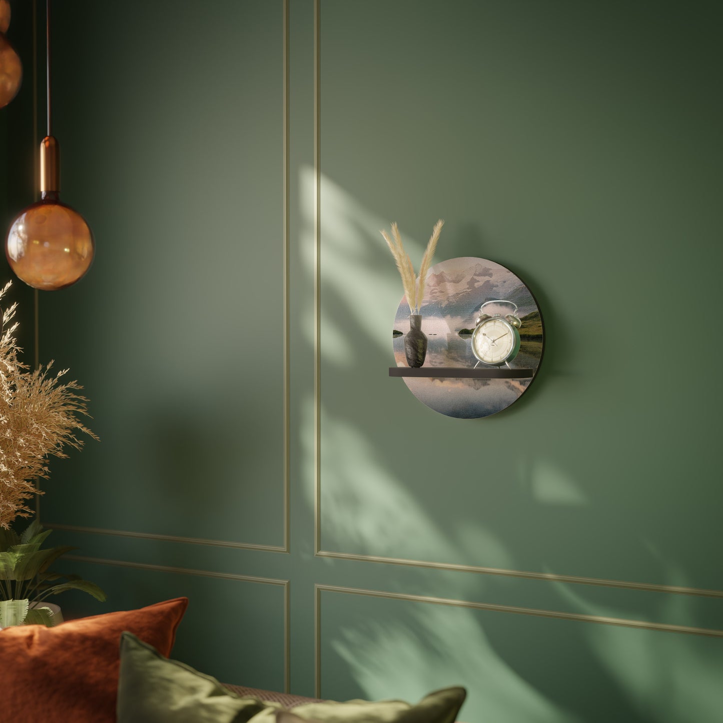 DIMMIG HORIZON Rund konsthylla i svart finish