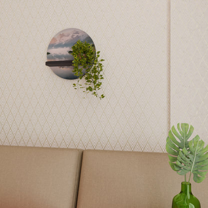 DIMMIG HORIZON Rund konsthylla i svart finish