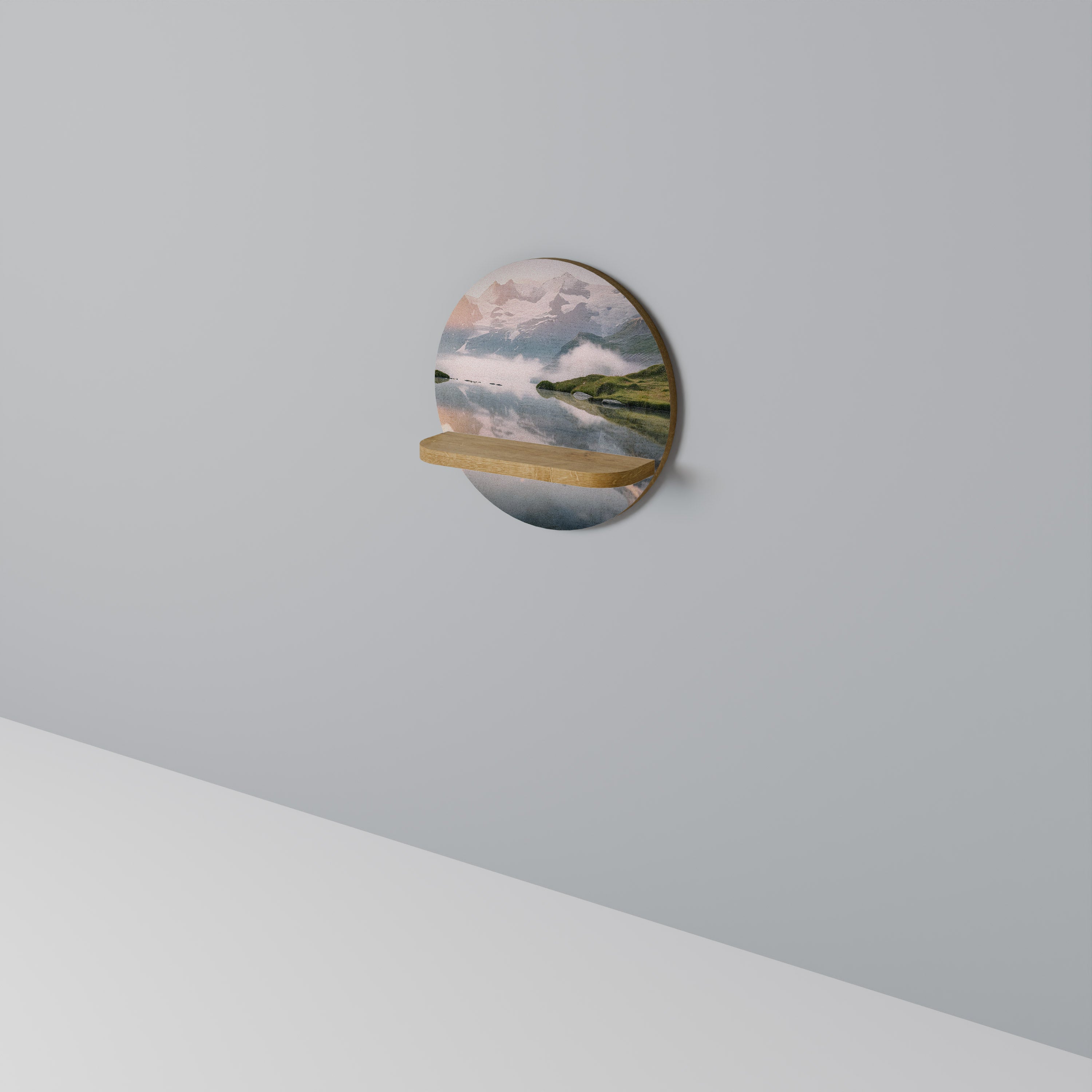 DIMMIG HORIZON Rund Konsthylla I Ekeffekt