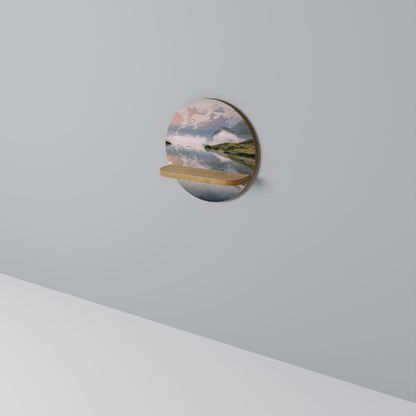 FOGGY HORIZON Round Art Shelf In Oak Effect