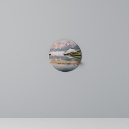 FOGGY HORIZON Round Art Shelf In Oak Effect