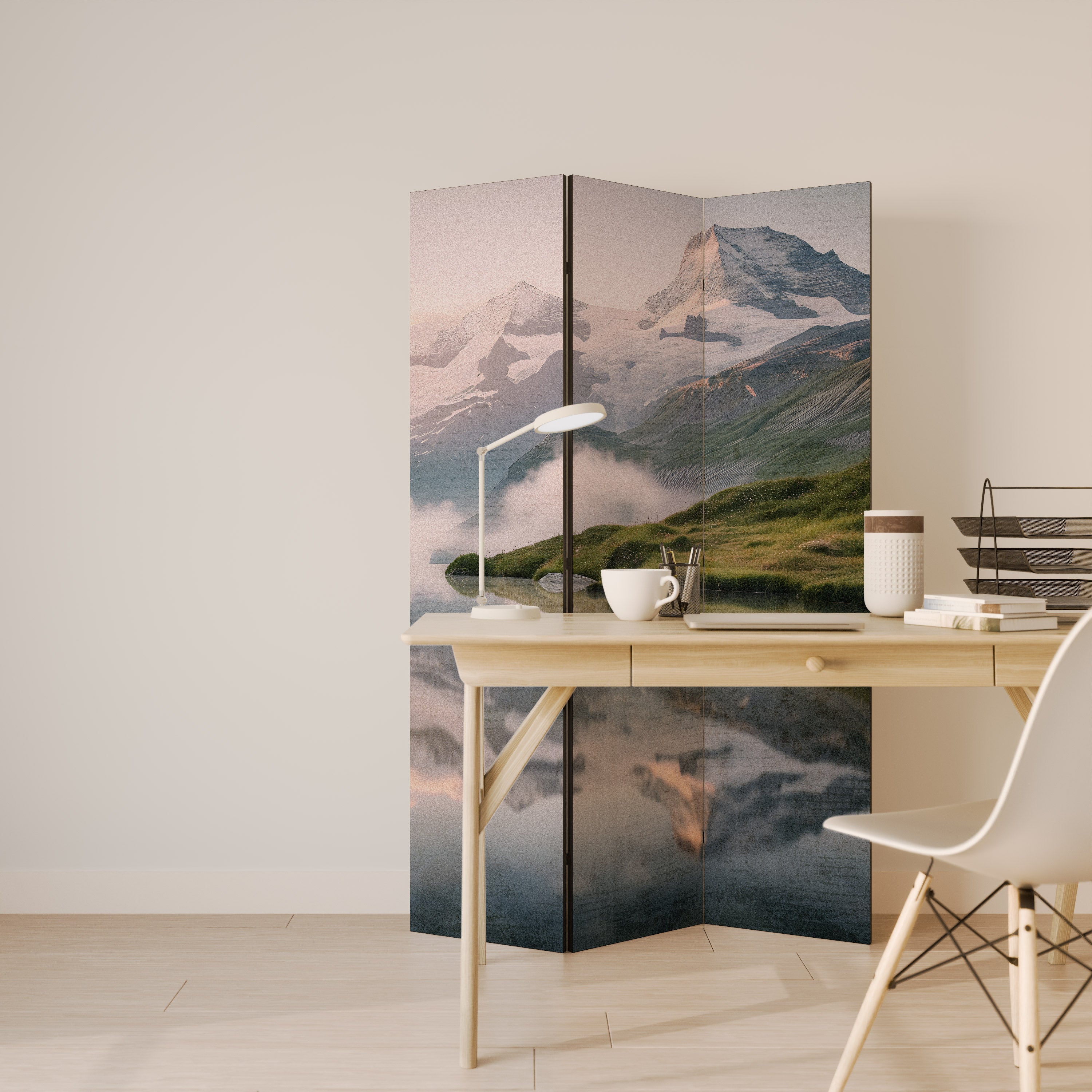 FOGGY HORIZON Dekorativ rumsavdelare med 3 paneler
