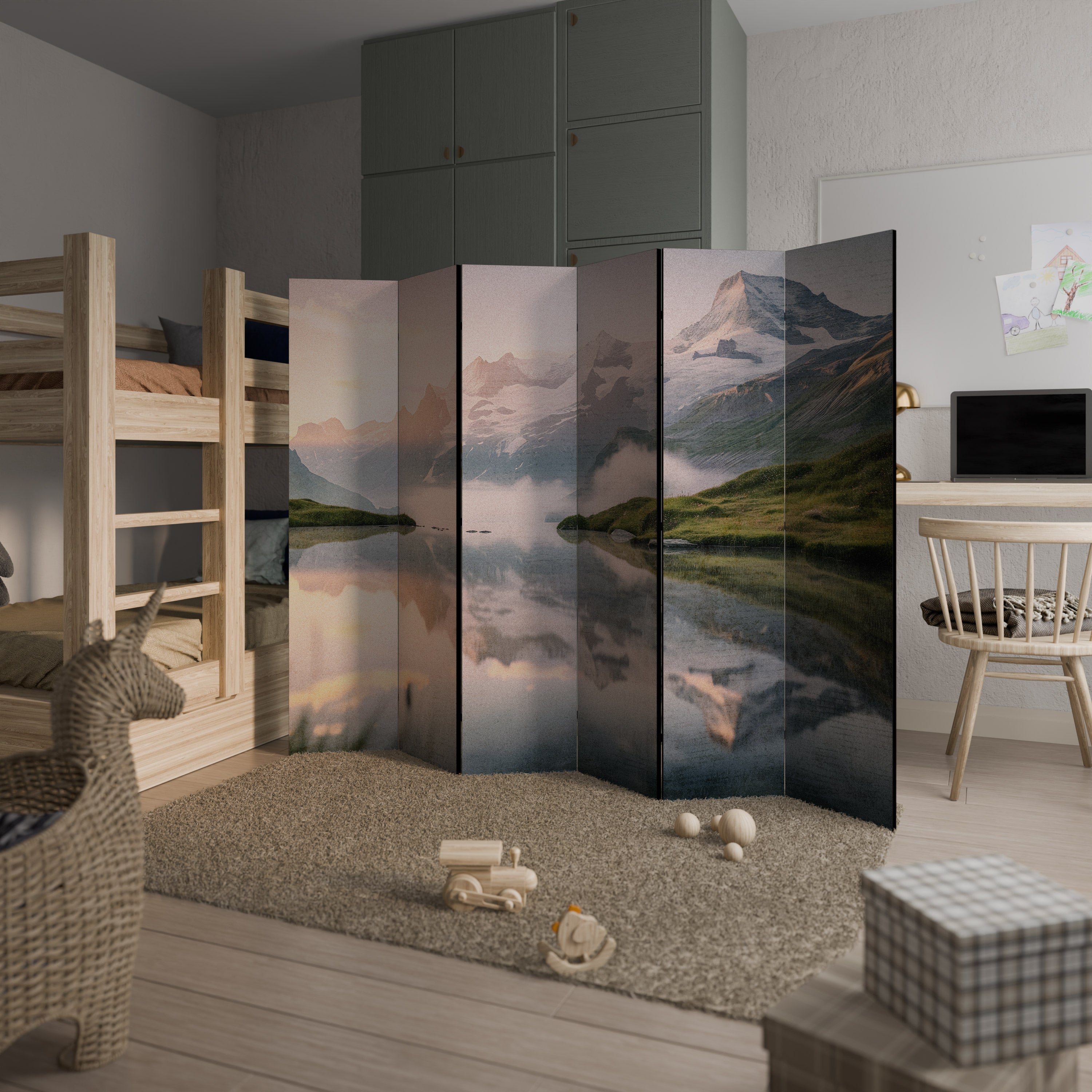 FOGGY HORIZON Dekorativ rumsavdelare med 6 paneler