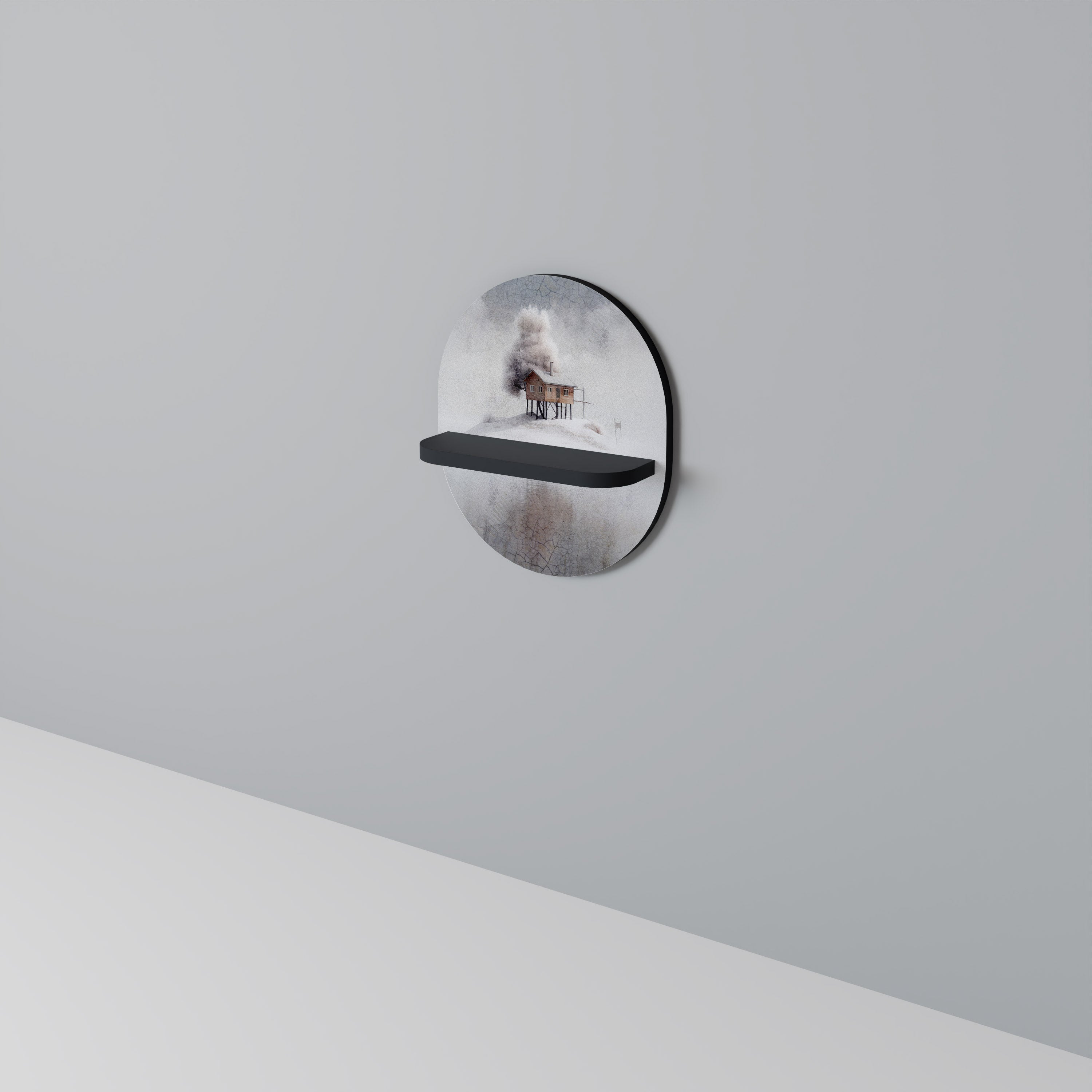 SILENT CABIN Oval konsthylla i svart finish