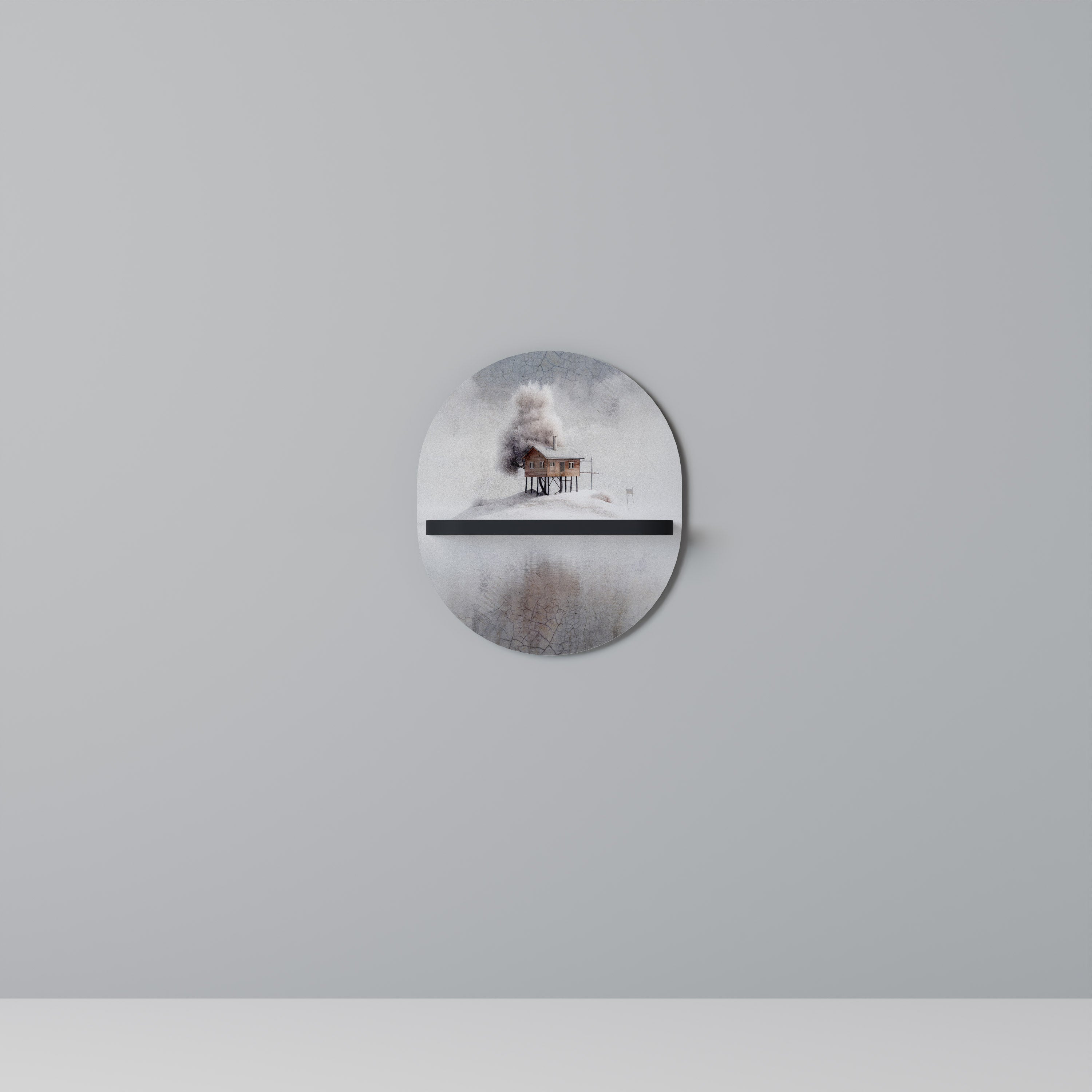SILENT CABIN Oval konsthylla i svart finish