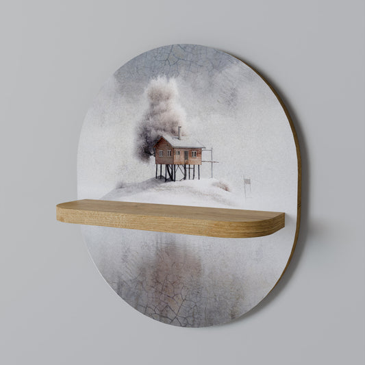 SILENT CABIN Oval Art Shelf In Oak Effect