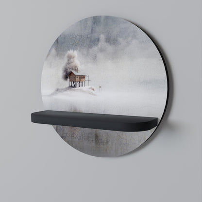 SILENT CABIN Rund konsthylla i svart finish