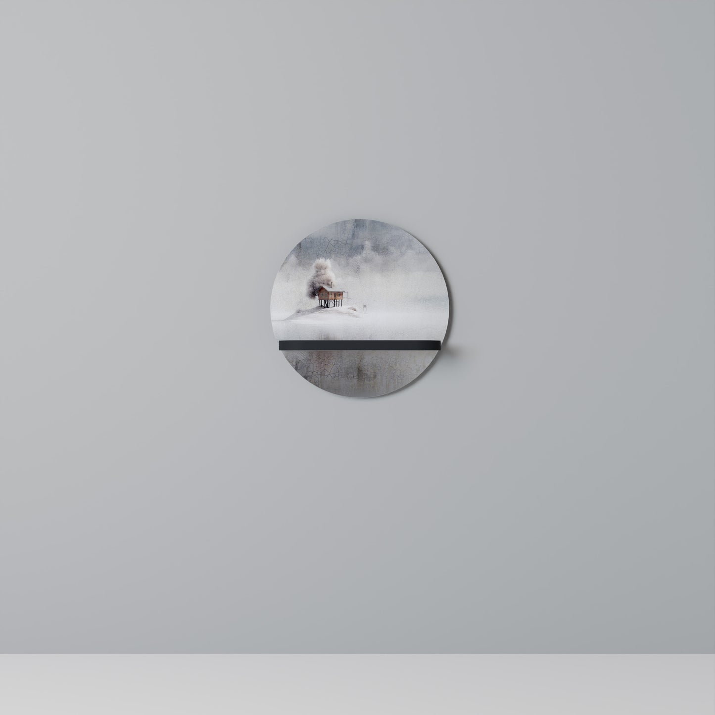 SILENT CABIN Rund konsthylla i svart finish